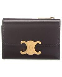 Celine - Triomphe Leather Compact Wallet - Lyst