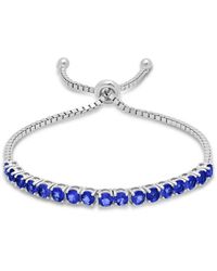 MAX + STONE - Max + Stone Silver 5.10 Ct. Tw. Created Blue Sapphire Adjustable Bolo Bracelet - Lyst