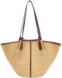 Tiffany & Fred Paris - Woven Straw & Leather Oversized Tote - Lyst