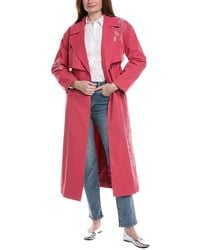 NVLT - Longline Embroidered Double-Breasted Belted Trench Coat - Lyst
