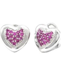 Gemstones - Silver 0.93 Ct. Tw. Diamond & Pink Sapphire Earrings - Lyst