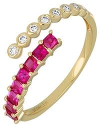 Bony Levy - El Mar 18K 0.48 Ct. Tw. Diamond & 8 Ruby Stackable Ring - Lyst