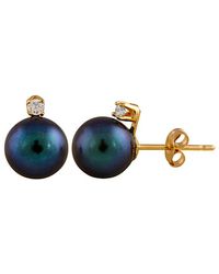 Splendid - 14k Diamond & 7-7.5mm Freshwater Pearl Studs - Lyst