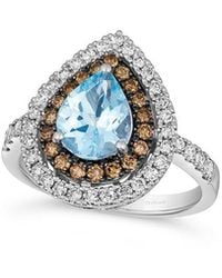 Le Vian - Semi-Precious Center 14K 1.93 Ct. Tw. Diamond & Aquamarine Cocktail Ring - Lyst