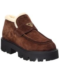Prada - Suede & Shearling Loafer - Lyst