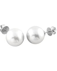 Splendid - Rhodium Plated 13-14mm Pearl Studs - Lyst