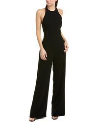 Halston Wrap-effect Suede Jumpsuit in Red - Lyst