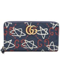 Gucci - Leather Gg Marmont Ghost Zip Around Wallet (Authentic Pre-Owned) - Lyst