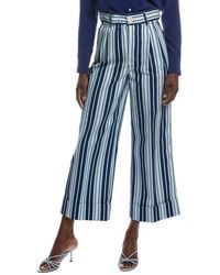 Miu Miu - Cropped Striped Twill Wide Leg Pant - Lyst