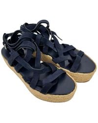 Miu Miu - Leather Strappy Espadrille Platform Sandal (Authentic Pre- Loved) - Lyst