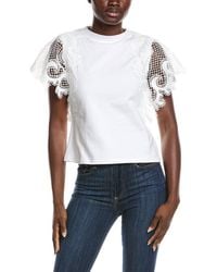 Gracia - Crochet Lace Sleeve T-Shirt - Lyst