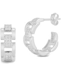 Chloe and Madison - Silver Cz Chunky Link Hoops - Lyst