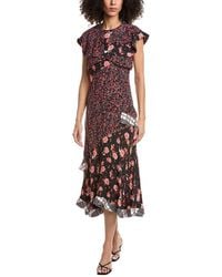 3.1 Phillip Lim - Floral Collage Ruffle Overlay Midi Dress - Lyst