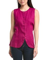 Eileen Fisher - Round Neck Linen Long Vest - Lyst