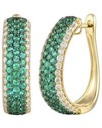 Le Vian - Sustainability 14K 2.49 Ct. Tw. Diamond & Emerald Hoop Earrings - Lyst