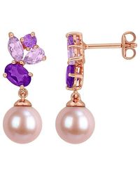 Rina Limor - Rose-Plated 2.04 Ct. Tw. Gemstone & 8-8.5Mm Pearl Earrings - Lyst