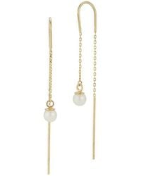 Ember Fine Jewelry - 14k 4mm Pearl Threader Earrings - Lyst