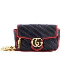 Gucci - Diagonal Quilted Leather Gg Marmont Flap Bag Super Mini (Authentic Pre-Loved) - Lyst