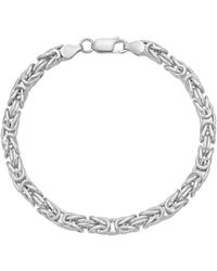 Italian Silver - Italian 4.8Mm Square Byzantine Chain Bracelet - Lyst