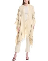 Brunello Cucinelli - Striped Fringed Linen-Blend Poncho - Lyst