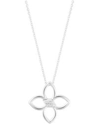 Adornia - Plated Cz Adjustable Outline Clover Necklace - Lyst