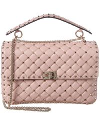 Valentino Rockstud Spike Large Leather Shoulder Bag - Pink
