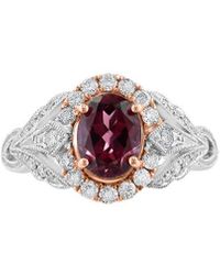 Effy 14k Two-tone 1.99 Ct. Tw. Diamond & Rhodolite Ring - Multicolour