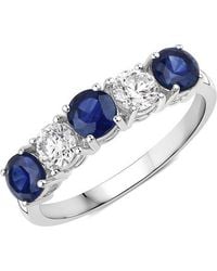 Diana M. Jewels - Diana M 14K 1.31 Ct. Tw. Lab-Grown Diamond & Lab-Grown Sapphire Five-Stone Ring - Lyst
