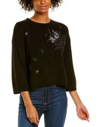 RED Valentino Embroidered Wool, Angora, & Cashmere-blend Sweater - Black