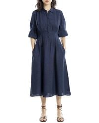 Max Studio - 3/4 Sleeve Front Pleat Midi Dress - Lyst