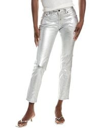 Free People - We The Free Oracle Metallic Low-Rise Slim Straight Jean - Lyst