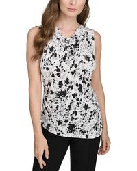 Halston - Printed Cowl Neck Jersey Top - Lyst