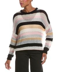 Autumn Cashmere - Pointelle Multi Stripe Crewneck Cashmere & Silk-Blend Sweater - Lyst