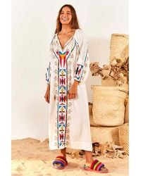 FARM Rio - Macaw Linen-blend Maxi Dress - Lyst