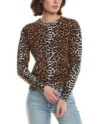Brodie Cashmere - Leopard Crewneck Cashmere-Blend Sweater - Lyst