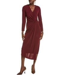 Anne Klein - Gathered Polyester Midi Dress - Lyst