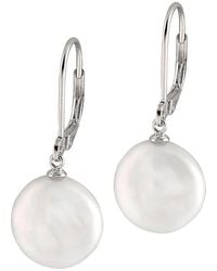 Splendid - Rhodium Plated 13-14mm Freshwater Pearl Earrings - Lyst