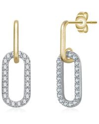Rachel Glauber - 14K Plated Cz Drop Earrings - Lyst