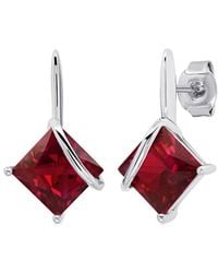 MaxColor - 3.80 Ct. Tw. Lab-Grown Ruby Drop Earrings - Lyst