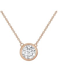 Diana M. Jewels - Diana M. 14K Rose 3.00 Ct. Tw. Lab-Grown Diamond Solitaire Bezel Pendant - Lyst