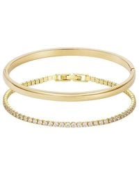 Adornia - 18K Plated Stainless Steel Crystal Cuff & Tennis Bracelet Set - Lyst