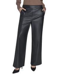 Halston - Vegan Leather Wide Leg Pant - Lyst