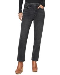 PAIGE - Noella Faded Shadow W Torn Up Hem High Rise Relaxed Straight Leg Jean - Lyst