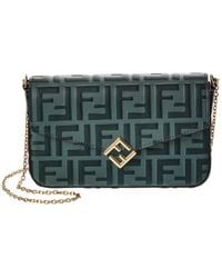 Fendi - Ff Diamonds Leather Wallet On Chain - Lyst