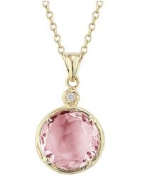 Reiss - 14k 3.14 Ct. Tw. Diamond & Rose Quartz Necklace - Lyst