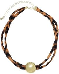 Adornia - Plated Ball On Leopard Print Adjustable Necklace - Lyst