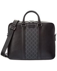 Gucci - Canvas & Leather Briefcase - Lyst
