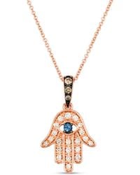 Le Vian - Hamsa Collection 14k Rose Gold 0.21 Ct. Tw. Diamond & Sapphire Pendant - Lyst