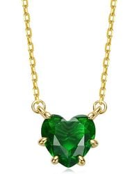 Rachel Glauber - 14K Plated Cz Solitaire Necklace - Lyst