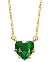 Rachel Glauber - 14K Plated Cz Solitaire Necklace - Lyst